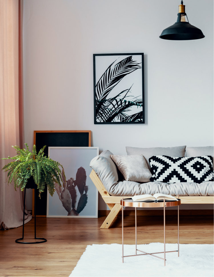 luxury vinyl plank flooring in a stylish bright living room