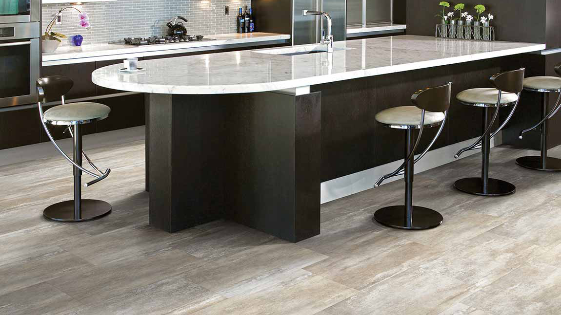 Tile flooring in a kitchen, installation services available