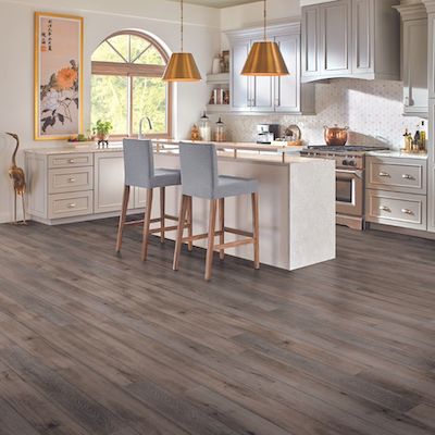 luxury vinyl plank flooring in a Akron, OH, kitchen